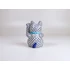 Picture 5/11 -HEREND, DARK BLUE FISHNET MANEKI-NEKO WAVING CAT, PORCELAIN FIGURINE ! (D021)