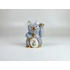 Picture 9/11 -HEREND, DARK BLUE FISHNET MANEKI-NEKO WAVING CAT, PORCELAIN FIGURINE ! (D021)