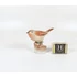 Picture 2/10 -HEREND, BROWN SINGER BIRD ON A LOG, HANDPAINTED PORCELAIN FIGURINE (H025)