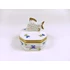 Picture 11/15 -HEREND, BLUE GARLAND PBG TRINKET BOX WITH FISH KNOB HANDPAINTED PORCELAIN (H126)