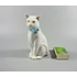 Picture 2/12 -HEREND, WHITE CAT WITH A BUTTERFLY BOW, HANDPAINTED PORCELAIN FIGURINE ! (I132)